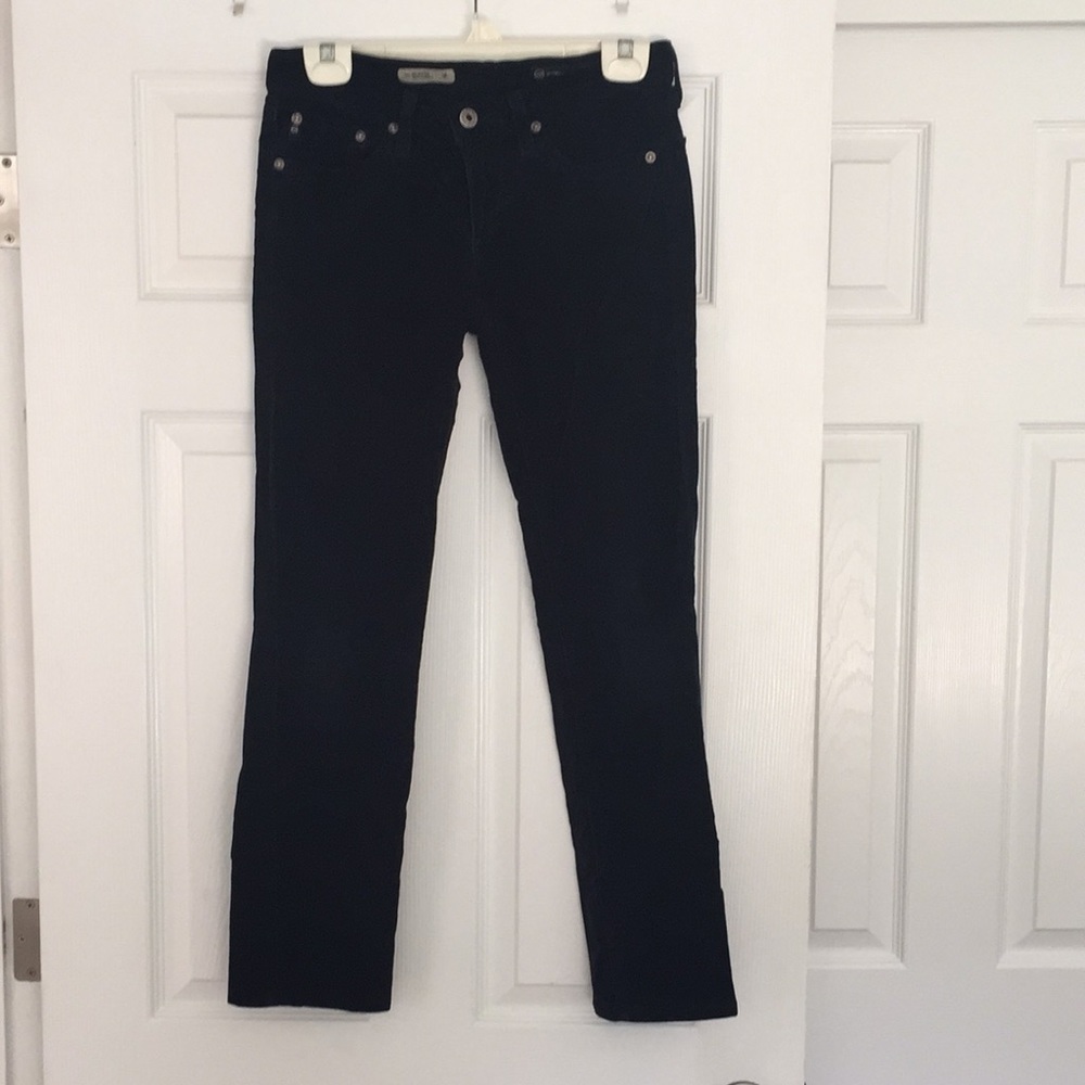 Navy AG Stevie  Anthropologie corduroy pants.